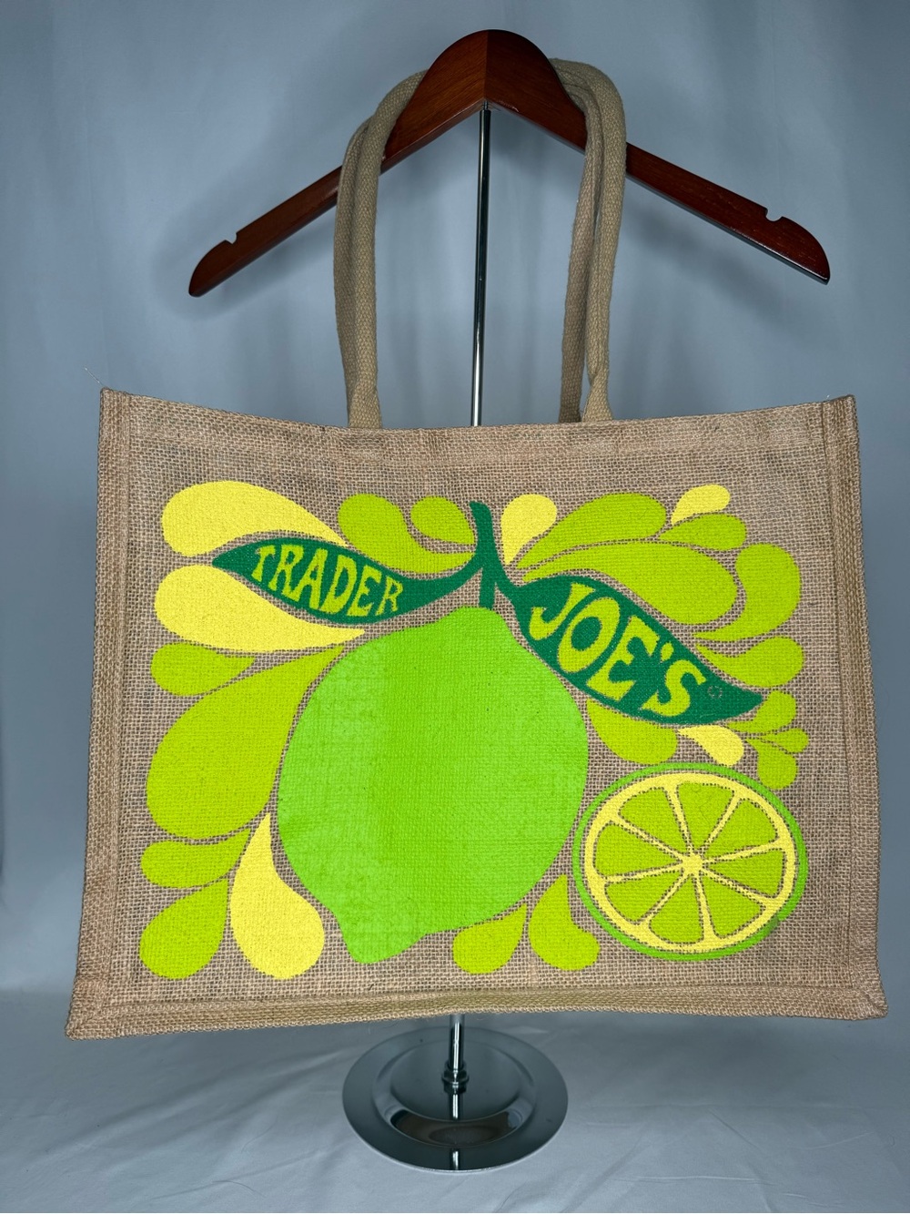 Trader Joe's Lemon Lime Citrus Jute Tote